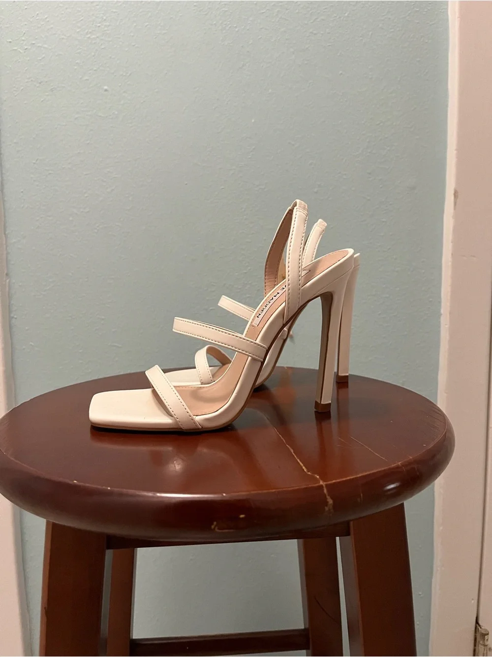 Steve Madden Ivory Strappy Block Heel Sandals - Picture 2 of 4